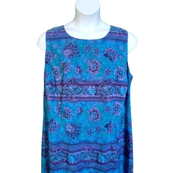 R & K Floral Print Sleeveless Back Keyhole Zip Closure Shift Dress Plus Size 20W - Picture 3 of 8